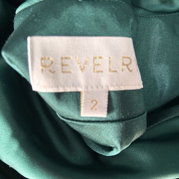 Revelry Nadia Satin Dress classic emerald Green size 2 - Picture 3 of 8